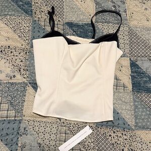 Reformation white and black melanie top